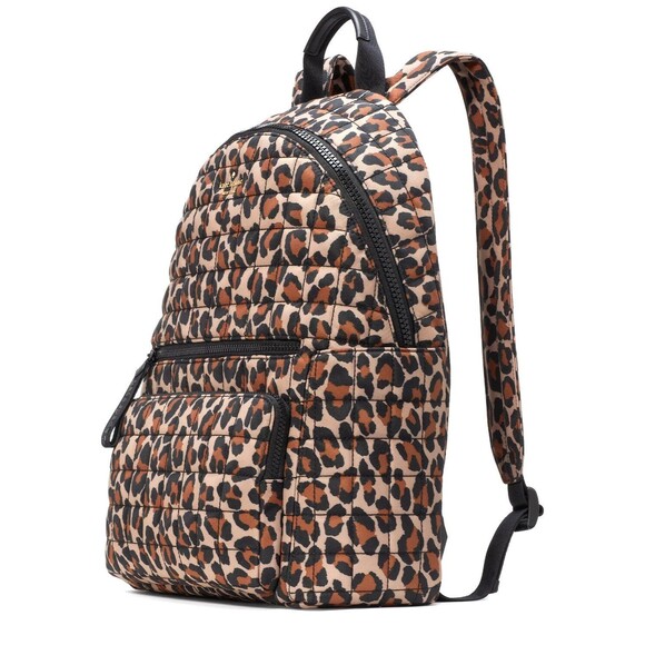 New Kate Spade Camden Quilted Large Leopard Backpack Brown Multi - Picture 3 of 5